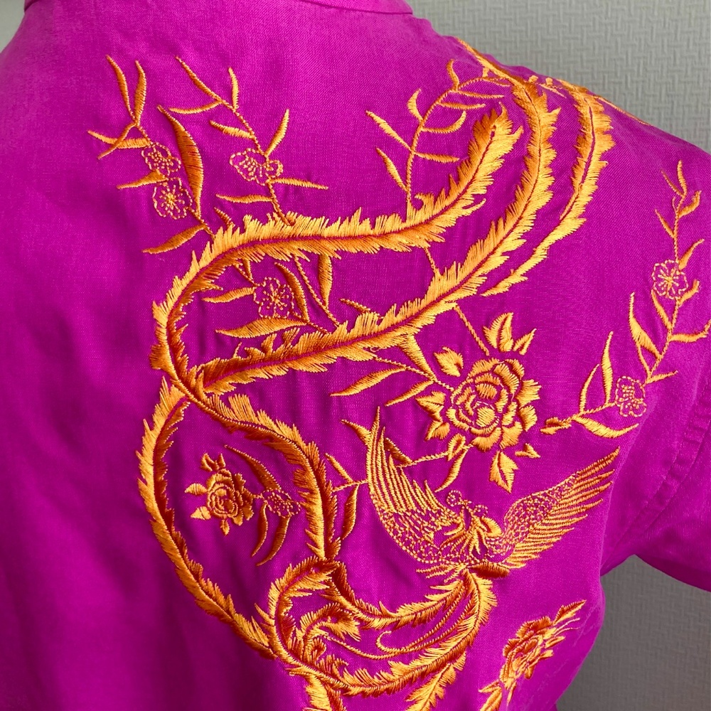 Shanghai Tang Magenta Embroidered Blouse With Pho… - image 3